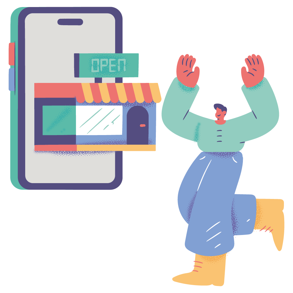 e-commerce _ mobile, online, shopping, application, app, store, open, deliver